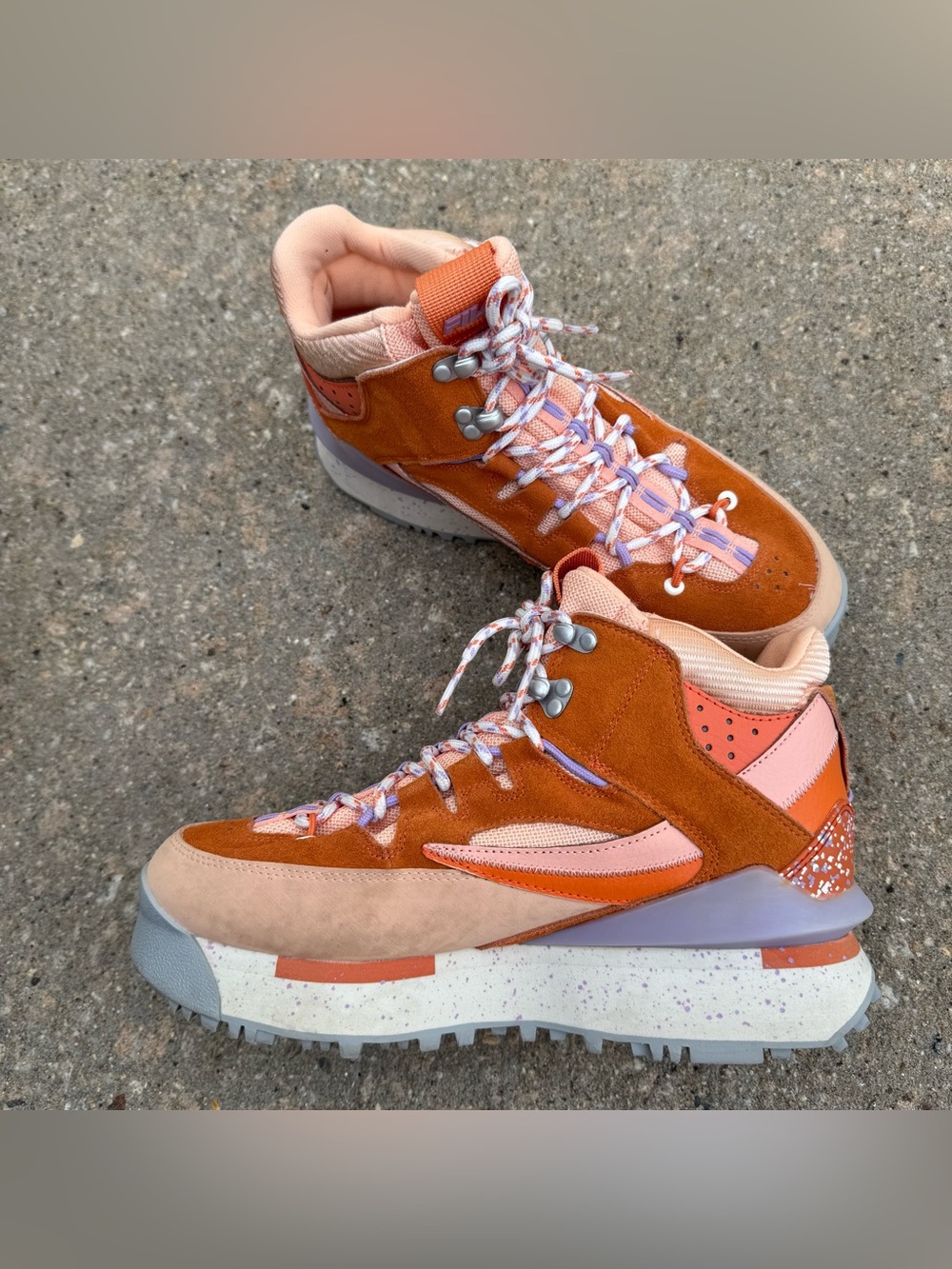 Fila Renno Multi Trekking Hi Shoes Womens 10 Orange Purple Suede Chunky Sneakers - Picture 3 of 9